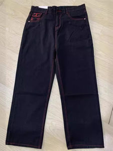 Pantalones de mezclilla negros Jean para pantalones vaqueros unisex Venta al por mayor Ropa de marca Lavada Cintura alta Diseñador de moda de alta calidad - Product Image 5