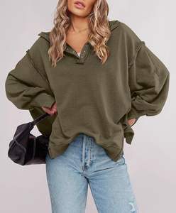 Sweatshirt for <b>Women</b> Fall Clothing for <b>Women</b> 2025 Trendy <b>Henley</b> Pullover Button Sweatshirts Tunic <b>Tops</b> <b>S</b>-2xl - Product Image 1