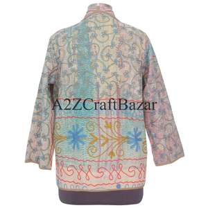 Chaqueta de Algodón Kantha Vintage Tejida y Transpirable de la Mejor Calidad, Unisex, Diseño con Botones Hechos a Mano, Cuello en V, Mangas Largas, para Otoño y Primavera - Product Image 6