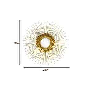 Modern Elegant Round <b>Gold</b> Metal <b>Wall</b> <b>Mirror</b> Handmade with Antique Finish for Home and Hotel Decor at Wholesale Price - Product Image 6