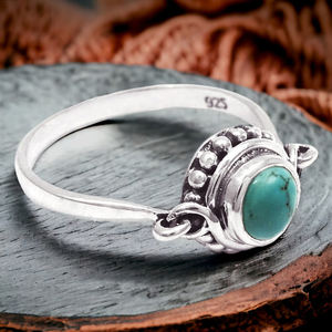 Nueva llegada, venta al por mayor, joyería personalizada, Plata de Ley 925, turquesa Natural piedra preciosa, anillo de forma redonda, precio directo de fábrica - Product Image 2