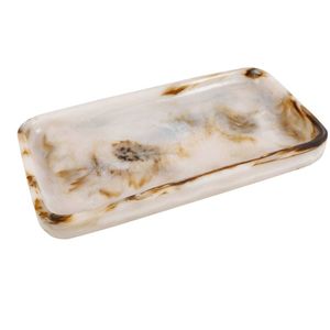 Precio al por mayor, bandeja ovalada de resina de mármol negro, bandeja de servicio moderna minimalista, organizador de decoración del hogar para oficina - Product Image 5