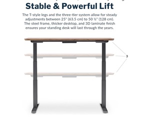 Escritorio Eléctrico Ajustable de 60"x30", Mesa de Computadora Rectangular para Oficina en Casa, Estación de Trabajo con Panel de Madera - Product Image 5