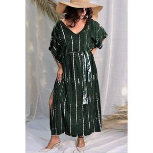 Caftán Tie Dye de Talla Grande, Diseño Sólido, Bikini con Tela Transpirable, Talla Única para Maternidad - Product Image 5