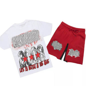 ชุดเสื้อยืดและกางเกงขาสั้นผู้ชาย ชุดลำลองสำหรับออกกำลังกาย ชุดกีฬาสองชิ้น สำหรับฝึกซ้อม วิ่ง และเข้ายิม - Product Image 1