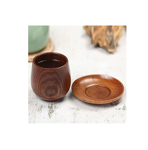 ถาดรองแก้วถ้วยชาไม้และแก้วใสผนังสองชั้นพร้อมจานรองแก้วสำหรับใช้ในร้านอาหาร - Product Image 5