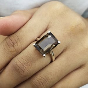 Smokey Quartz Stone <b>Ring</b> 925 Sterling Silver Classic Design Women <b>Girl</b> Anniversary Birthday Gifts - Product Image 6