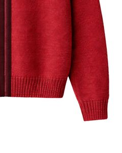 Veste en tricot côtelé zippée pour homme, rouge foncé, col montant, cardigan d'hiver, fermeture éclair intégrale, fournisseur d'usine en gros OEM - Product Image 5