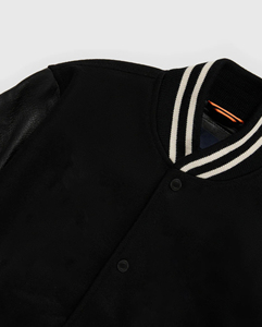 OEM/ODM 100% algodón lana cuerpo pesado Varsity chaqueta con manga de cuero ropa de invierno Crop Top College Varsity chaqueta para hombre - Product Image 4