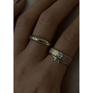 Modern Fashionable Mother's Diamond <b>Ring</b> Rose and <b>Gold</b> Plated Bezel <b>Set</b> Engagement <b>Ring</b> Trendy Inlay Styling - Product Image 2