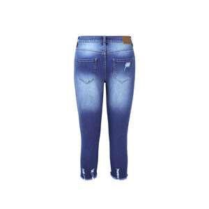 Paola Riboni Women's Ripped Capri Jeans High Waist Skinny Fit Light Wash Denim Pants Calf Length Raw Hem With Pockets - Product Image 3
