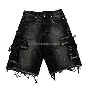 2025 conception personnalisée short en jean surdimensionné pour hommes Paisley Streetwear déchiré en détresse broderie hommes en détresse broderie - Product Image 4