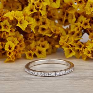 Round Cut Moissanite Half <b>Eternity</b> Band Elegant Wedding <b>Ring</b> for Her Dainty Gold or <b>Silver</b> Stackable Anniversary Band - Product Image 1