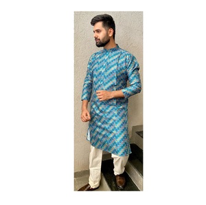 Designer de haute qualité Pure Banglori Silk Crochet Work and Print Mens Kurta Pyjama pour le désherbage et les vêtements de fête - Product Image 1