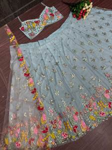 FABZONE Designer Party Wear Soie Georgette douce indienne/pakistanaise toutes saisons deux couleurs Lehenga Choli - Product Image 2