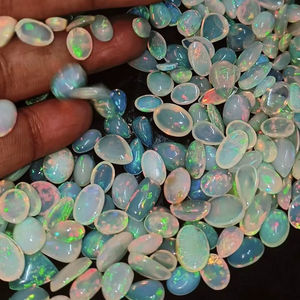 Cabujón de corte ovalado de piedra lunar arcoíris etíope blanco Natural, mezcla de piedras preciosas sueltas para la fabricación de joyas - Product Image 1