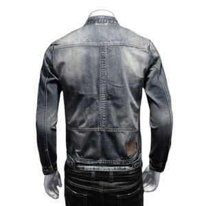 Fashion <b>Men's</b> Winter Waterproof <b>Denim</b> <b>Jacket</b> with Stand Collar Good Quality Cotton Holes Design Hip-hop Style - Product Image 2