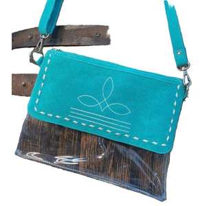 El Bolso de Mano de Cuero Transparente Azul Hecho a Mano, Ligero, Ecológico y Unisex, Ideal para Viajes en Invierno, Verano y Otoño - Product Image 1