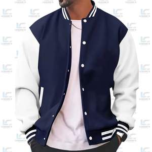 Veste universitaire décontractée à rayures High Street pour homme, col de baseball boutonné et poches, lavable en machine pour le printemps et l'automne - Product Image 1