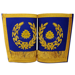 GANTELETS MAÇONNIQUES REGALIA CRAFT GRAND RANK POUR SECRÉTAIRE-COUPE DORÉE JOLIEMENT BRODÉE À LA MAIN SUR LES BORDS - Product Image 4