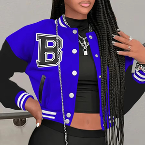 Nouveau Letterman veste vêtements d'hiver femmes manteau dames polaire personnalisé varsity veste en cuir recadrée varsity veste femmes - Product Image 1