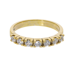 Elegante banda de media eternidad de oro amarillo de 14 quilates con diamantes naturales redondos en Ajuste híbrido moderno de punta de canal para mujer - Product Image 3