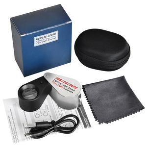 Bốn nguồn ánh sáng 10x magnify Glass với UV và LED Jeweller công cụ USB sạc có thể gập lại đồ trang sức chuyên nghiệp đá quý Loupe - Product Image 2