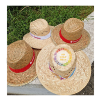 Chapeau de cowboy en feuille de Pandanus tissé à la main-Chapeau de paille mexicain et chapeau de sauveteur pour l'extérieur et la plage-Caryln 0084935825297