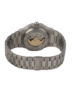 Reloj de Pulsera para Hombre, Personalizado, Hecho a Mano, Completamente en Oro Blanco, con Esfera Negra, Diamantes Moissanite VVS, Mecánico - Product Image 4