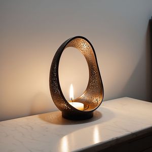 Pequeño metal ovalado hecho a mano T-Lite portavelas Mesa hogar centro de mesa con tarros y linternas por WB INC India - Product Image 1