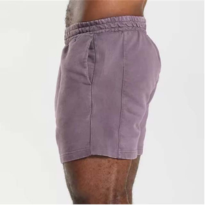 Shorts pour hommes en toile de coton 100% délavée, style urbain, légers et respirants, avec impression de logo personnalisée disponible - Product Image 4