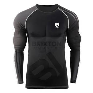 Superventas de los hombres transpirables Spandex poliéster entrenamiento Rash Guard en venta - Product Image 1