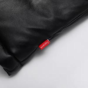 Chaqueta de Invierno Acolchada para Hombre, Talla Grande, con Cuello Alto, Relleno de Algodón, Exterior de Cuero, Impermeable y Transpirable - Product Image 3