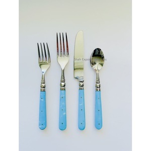 Elegante juego de cubiertos de acero inoxidable con mango de hueso azul cielo para el hogar y la boda Juegos de cubiertos de mesa - Product Image 2