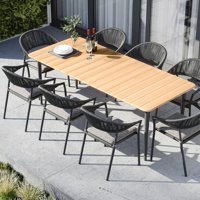 Morden Restaurant ensembles de salle à manger en plein air meubles de jardin patio table en bois de teck avec chaises hydrophobes en corde tissée