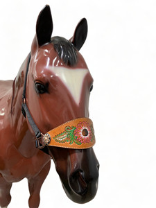 Licol de Bronc Western OEM en Cuir de Vache Argentin, Gravé à la Main, Conchos Peints Tournesol, Cuivre Antique, Réglable - Product Image 4
