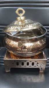 Juego de Recipientes para Calentar Comida de Acero Inoxidable de 8L con Diseño Elegante, Diseño Art Deco, Duradero, Moderno y Lujoso, Calentador de Comida Dorado para Hoteles - Product Image 4