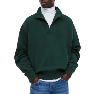 Jersey de hombros caídos de gran tamaño para hombre con logotipo personalizado estilo Hip Hop 100% algodón cuarto de cremallera Sudadera con capucha estampado diseño de peso pesado 2025 - Product Image 2