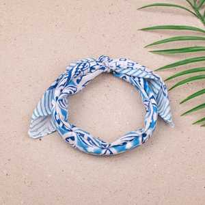 Bandana en coton biologique imprimé à la main, foulard bohème pour cheveux, cadeau durable - Product Image 2