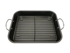 Non Stick Rectangular Deep Turkey Roaster Pan Carbon Steel Roasting Pan With Rack