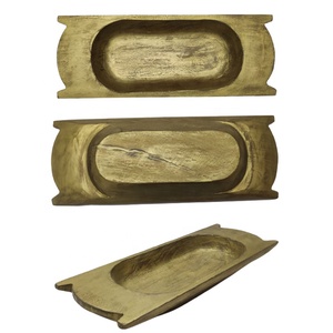 Euro 100% Natural Handcrafted <b>Large</b> <b>Candle</b> Container Mango Wood Grey Antique Rectangular Trencher High Modern Party Customized - Product Image 5