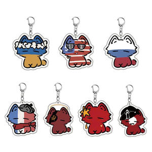 ชุดพวงกุญแจอะคริลิครูปแมวประจำชาติของ Chibi ชุดของขวัญที่ไม่เหมือนใครสำหรับเพื่อนครอบครัวของสะสมสนุกมีสไตล์ - Product Image 1
