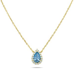 Collar con Mini Colgante de Oro Blanco de 18K con Diamante Azul Intenso de Corte Pera de 2.00ctw Cultivado en Laboratorio, Colgantes y Dijes de Diamantes - Product Image 4