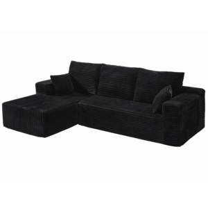 Màu đen nhung hình chữ L <span class=keywords><strong>sofa</strong></span> cắt với Chaise | không xương không khung Modular Lounge couch cho phòng khách & căn hộ - Product Image 1