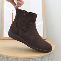 [JSHOE] Sepatu Bot Wanita Kulit Sapi Asli Premium Korea Model Tinggi Ringan untuk Musim Gugur/Dingin dengan Penutup Elastis dan Lapisan Bulu
