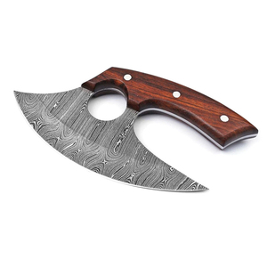 มีด Ulu พร้อมใบมีดหนาสำหรับใช้งานหนักด้ามจับไม้ที่ถูกต้องตามหลักสรีรศาสตร์เครื่องล้างจานมือขวาปลอดภัยสแตนเลส - Product Image 6