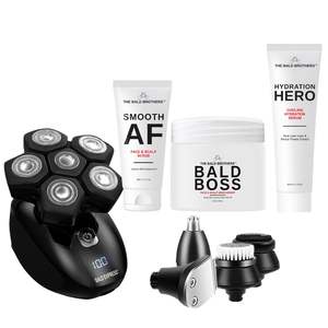 Kit de Aseo para Hombres Calvos con Afeitadora Rotatoria de Doble Cuchilla, Humectante, Exfoliante y Suero Hidratante - Product Image 3