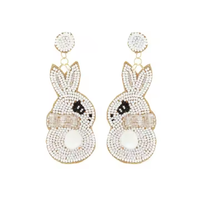 Boucles d'oreilles clous lapin brodées de perles, bijoux rectangulaires, fabricant indien direct, best-seller, classiques pour femme, pour soirée