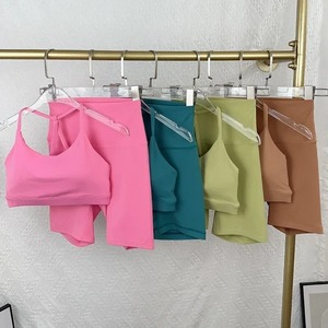 Nuevo conjunto de Yoga de encaje, sujetador de un solo hombro, camiseta sin mangas deportiva con fugas en el hombro, pantalones deportivos de cintura alta para mujer, conjunto de Yoga para Fitness - Product Image 2