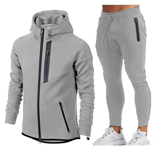 2024 entrenamiento personalizado Jogging cómodo cremallera sudaderas con capucha trajes conjunto de dos piezas chándales para hombres - Product Image 3